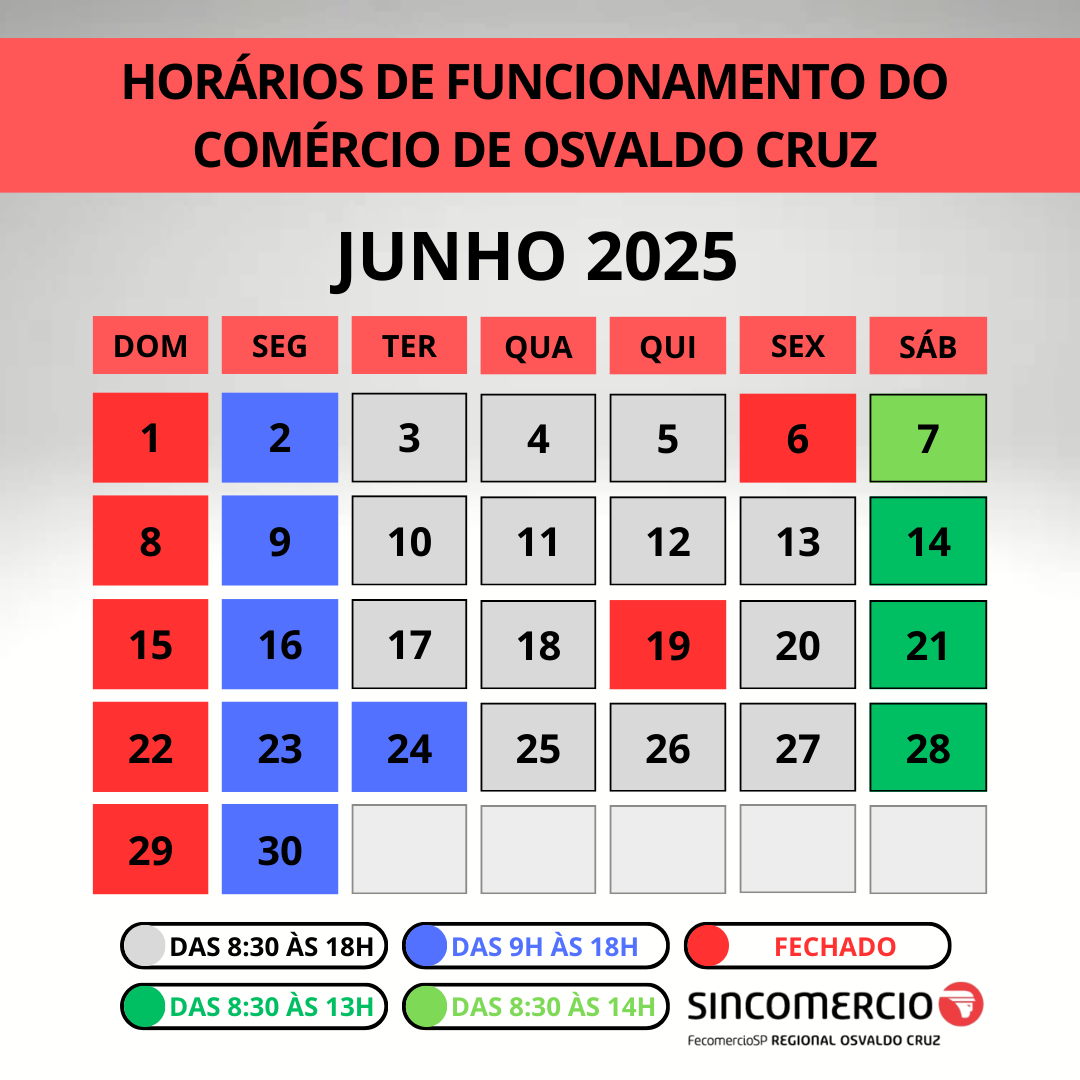 Calendário Junho